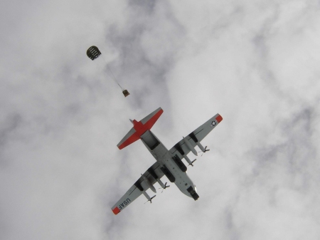 . . . on purpose of course. Here, the 109th delivers via air drop. Photo: Ed Stockard